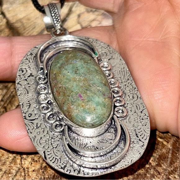 Large Ruby Fuchsite Pendant 2 7/8” - Picture 3 of 16